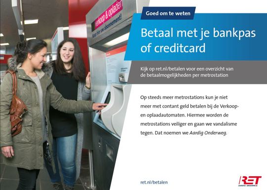 Vanaf a.s. dinsdag cashless automaten op acht metrostations E-lijn