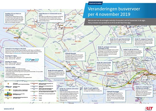 Wijziging buslijnen rond Hoekse Lijn per maandag 4 november